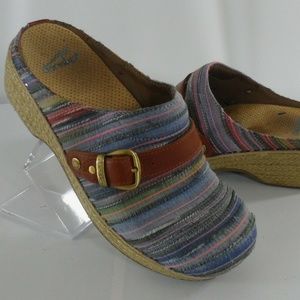 Dansko Woven Striped Jute Mules Strap Nursing Shoe